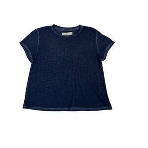 Abercrombie & Fitch Navy Blue Cotton Baby Tee Normcore Crop Size Women's XS